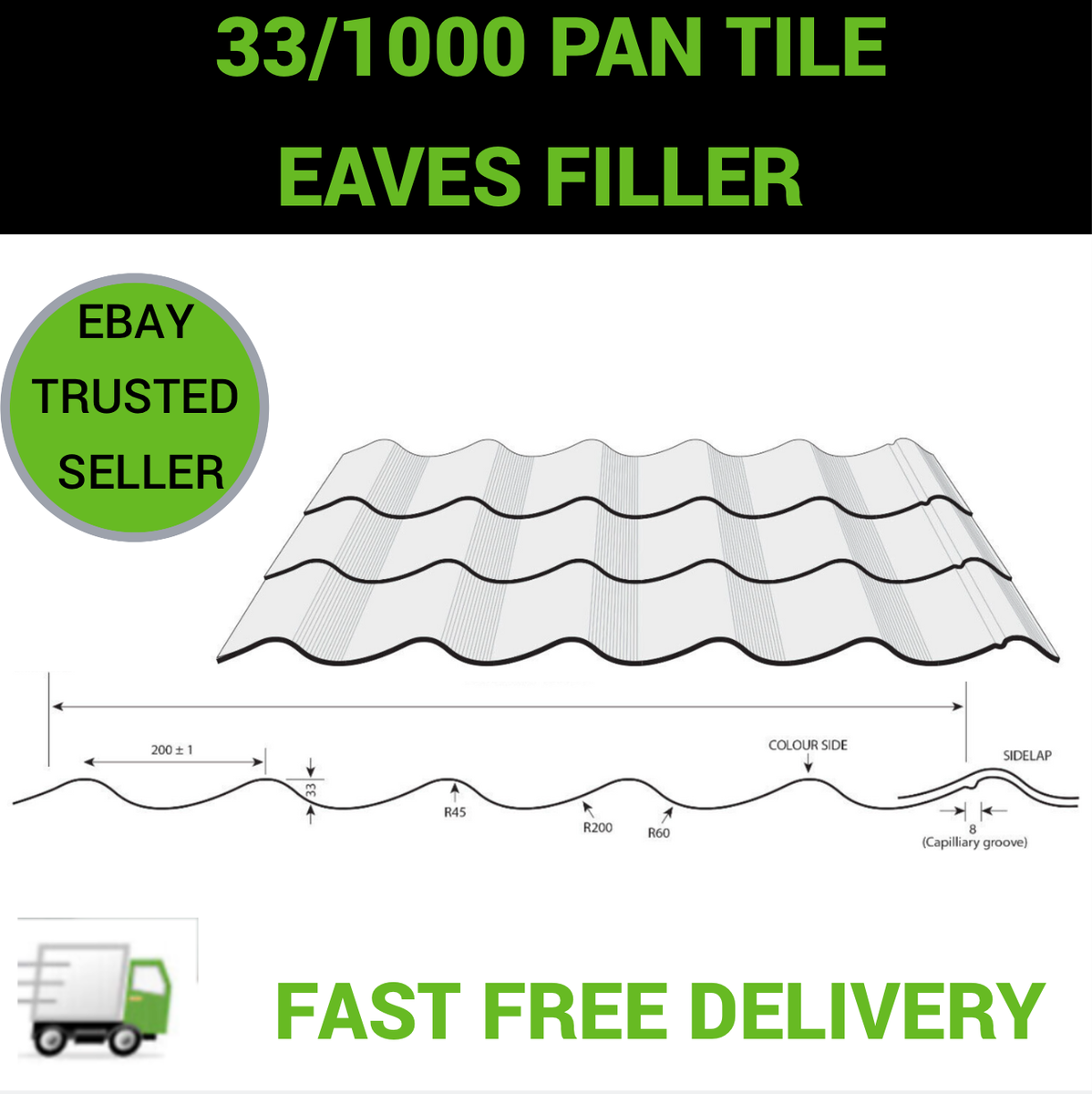 Gap Filler Foam Riayk Pair For 34/1000 Box Profile Roof Sheets - 1 ...