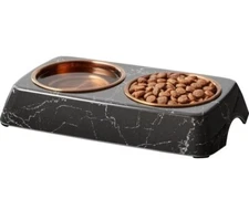 Frisco® Copper Stainless Steel Double Pet Bowl with Marble Stand