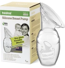 Manual Breast Pump for Breastfeeding, Silicone, Clear 4oz/100ml
