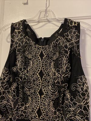 Guess Los Angeles Black Sheer Gold accent Sleeveless Dress Women Size 10 Elegant | eBay Guess Los Angeles Black Sheer Gold accent Sleeveless Dress Women Size 10 Elegant | eBay