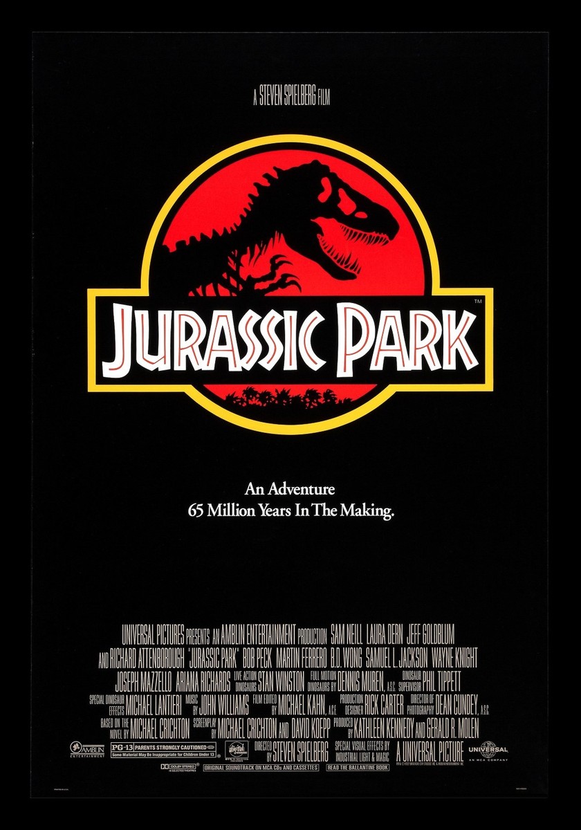 JURASSIC PARK ORIGINAL CLASSIC 1993 90s LOGO CINEMA MOVIE PRINT