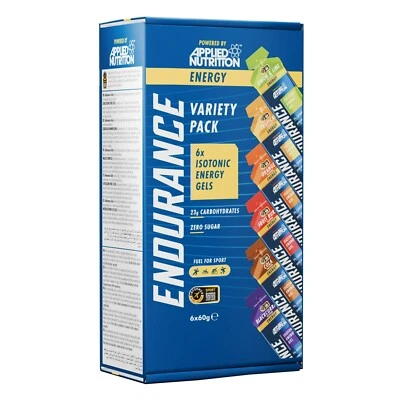 APPLIED NUTRITION Endurance Isotonic Energy Gel 23g Carbs Magnesium Zero Sugar Variety Pack of 6