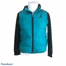 Air Jordan Therma-fit Girls Zip Front Puffer Jacket Small 8-10 yrs Turquoise