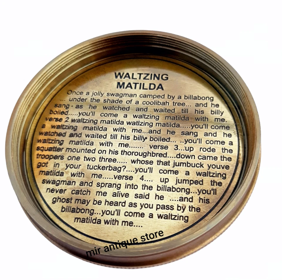 Brújula de bolsillo náutica de latón de 2"" Australia Kookaburra Brid con estuche de cuero Foto 3 de 4