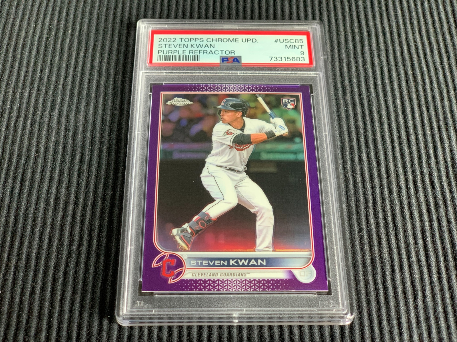 2022 TOPPS CHROME UPDATE #USC85 STEVEN KWAN *ROOKIE PURPLE REFRACTOR PSA 9 MINT*