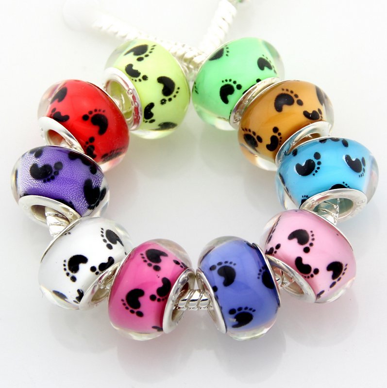 50 x 100 x Big Hole Baby Feet Beads Mix For Charm Bracelet Choose Qty ZH10 eBay