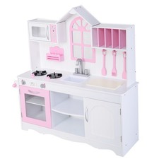Topbuy Kids Chef's Pretend Wooden Kitchen Cooking Play Set for Toddler
