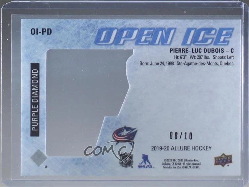 2019-20 Upper Deck Allure Open Ice Purple /10 Pierre-Luc Dubois #OI-PD - Image 2 of 2