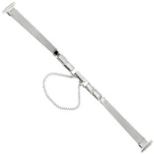 8-10mm Speidel Silver Tone Mesh Stainless Steel Safety Chain Clasp Watchband 261