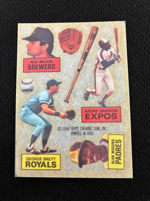 1984 TOPPS ODD BALL RUB ON PLAYERS NRMT GEORGE BRETT, ANDRE DAWSON BASEBALL CARD