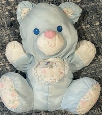 Puffalump Blue Teddy Bear Rattle Vtg Fisher-Price 1994 Hearts Lace Small 9  