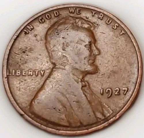 1927 Lincoln Wheat Cent Penny Fine Glossy Brown Coin  FREE SHIPPING!