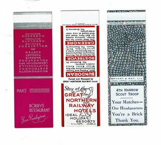 3 Old Bryant May 1930s without Strikers Bookmatch Covers Bobbys Restaurant etc