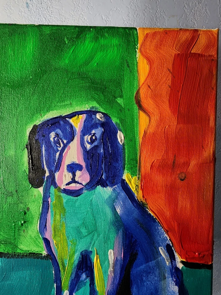 Arte Original Play Fectch 14x11 Colorido Arte Moderno Pintura Acrílica sobre Lienzo Foto 4 de 4