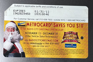NYC Subway Metrocard "To the Radio City Christmas Spectacular"  with Santa Claus