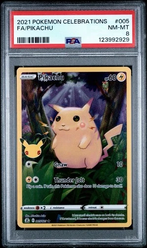 2021 POKEMON CELEBRATIONS #005 FULL ART/PIKACHU PSA 8