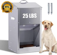 Automatic Dog Feeder Large Breed with Handle, Stainless Steel Indoor and Outdoor