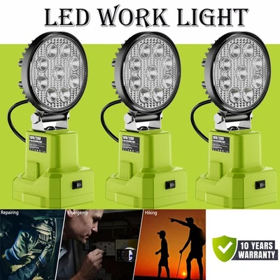 For Ryobi 18V LED Work Light Portable Campaign Light Spotlight Flashlight Torch
