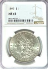 1897 $1 Morgan Silver One Dollar MS62 Philadelphia BU