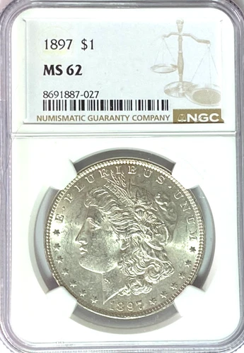 1897 $1 Morgan Silver One Dollar MS62 Philadelphia BU