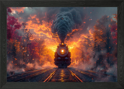 Retro Lokomotive Zug gerahmtes Wandbild Poster Leinwanddruck Bild