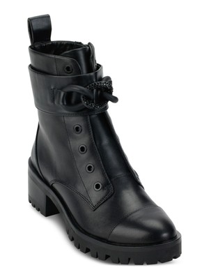 KARL LAGERFELD PARIS Womens Black Chained Strap Back Pull-Tab Pepper Boots9.5 M