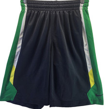 Nike Dri Fit Basketball Shorts Mens Small Black Green DrawString Elastic Waist