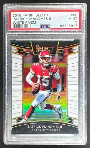 Patrick Mahomes II 2018 Panini Select #66 White Prizm 38/75 PSA 9