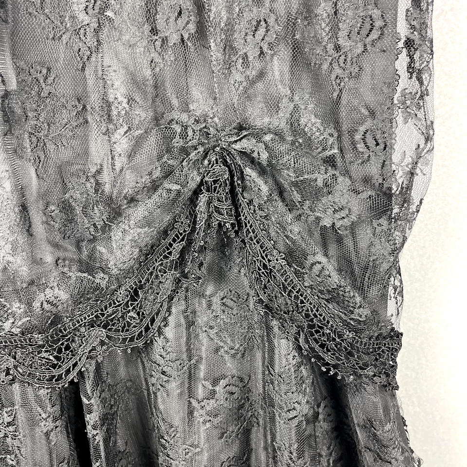 复古 Witchy Whimsigoth 连衣裙女式 14 黑色蕾丝花卉 Goth Barbara Chodos — 第 4/4 张图片