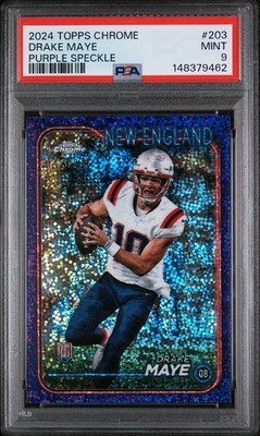 2024 Topps Chrome Drake Maye Purple Sparkle Refractor RC /275 203 Patriots PSA 9