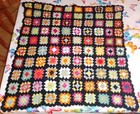 plaid Carré Vintage Patchwork Laine crochet Motif Floraux 85 cm fait main