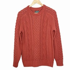 Image of LL Bean Signature Cotton Fisherman Sweater Mens Size M Pullover Cable Knit