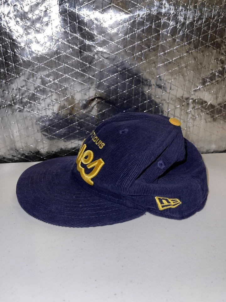 St. Louis Blues Hat Cap Fitted Mens 7 5/8 Navy Gold NHL Hockey Script New Era - Image 4 of 4