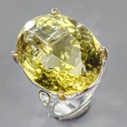 Handmade 26 ct+ Natural Lemon Quartz Ring 925 Sterling Silver Size 7.5 /R440541