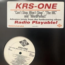 KRS-ONE Can't Stop, Won't Stop Vinyl Record 33 1/3 RPM Excellent Condition