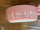 Vintage Pyrex 471 Casserole Bowl White On Pink Gooseberry No Lid USA