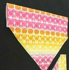 PINK & ORANGE HEART BANDANNA Size XS-MEDIUM HANDMADE COTTON SLIP THROUGH COLLAR