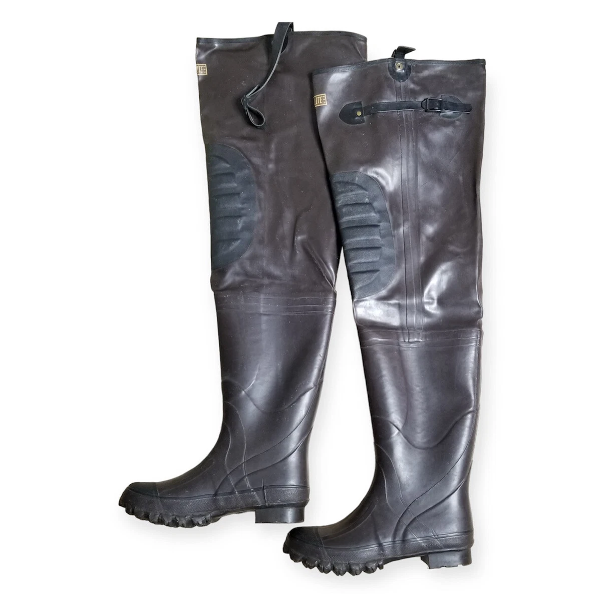 Flo Lite Steel Shank Rubber Waders Fishing Boots Brown Men s Size