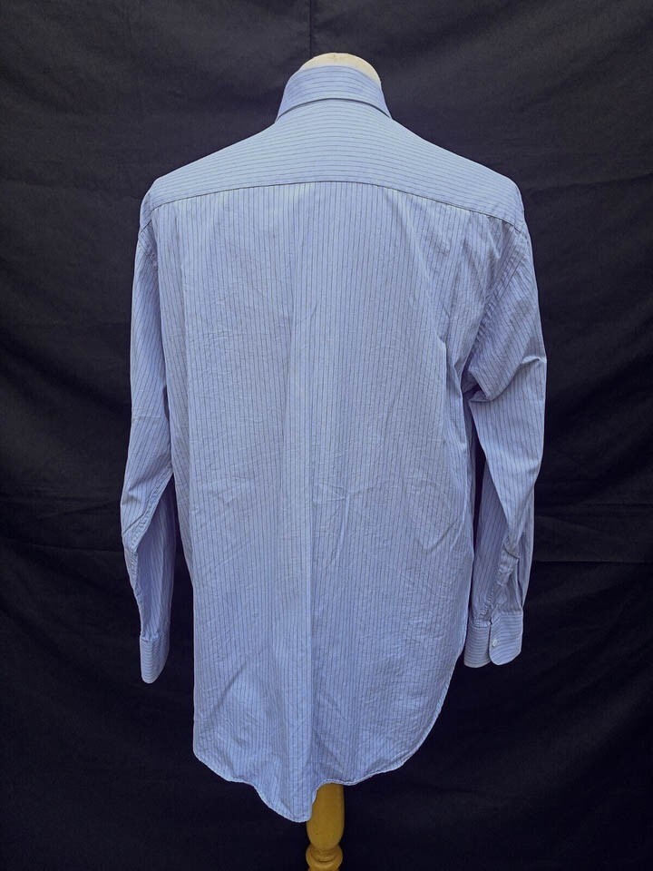 EXC ARMANI COLLEZIONI Light Blue Pin Stripe 15, 38 Men's Dress