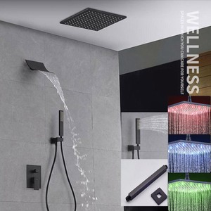 12 Led Rain Shower Head Faucet Combo Waterfall Tub Mixer Tap
