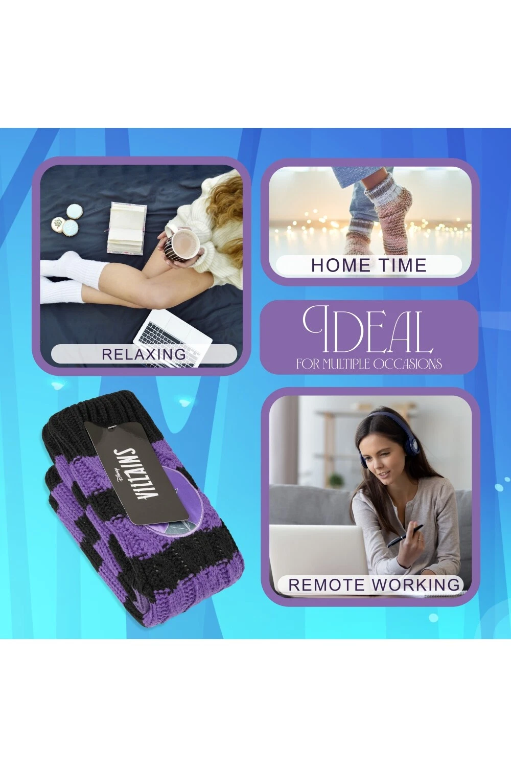 DISNEY Womens Maleficent Warm Fluffy Calf Socks