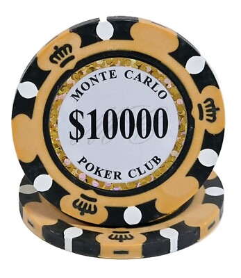 (25pcs) $10,000 Monte Carlo 14g Clay Chips