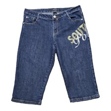 VTG Southpole Capri Denim Jean Shorts Spell Out Womens Sz 13