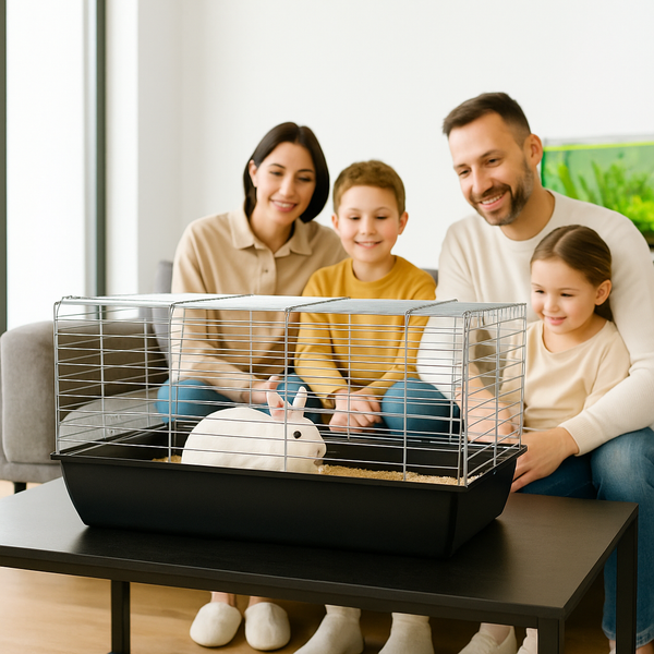 HasenkäFig Komplett Xl Schwarz 78X47X37Cm KäFig Nagetiere Hase Rabbit Kanninchen-image