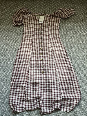 Neu mit Etikett NEXT Damenkleid, Größe 10, rot, weiß, kariert, lang, gefüttert, (19)