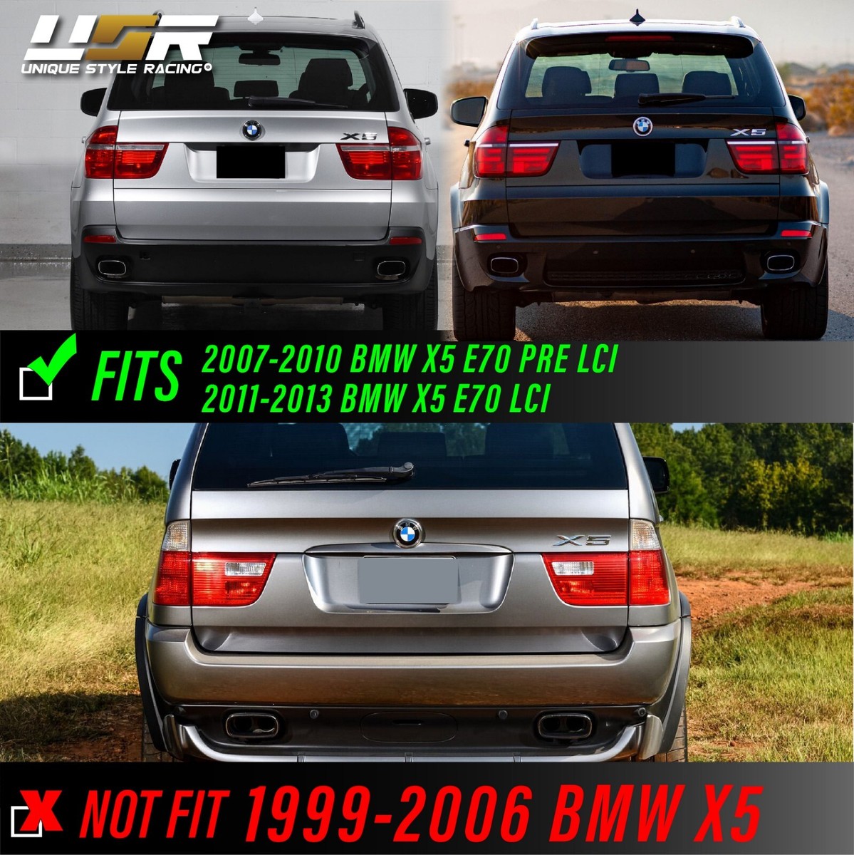 LCI Facelift Style Light Bar LED Smoke Tail Light Full Set