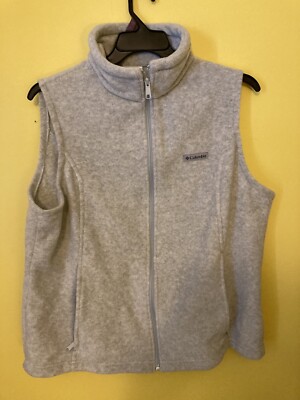 Columbia Vest Fleece Flattop Ridge Gray Full Zip Jacket Logo
