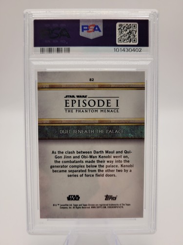 POP 2! 2024 Topps Star Wars Phantom Menace /125 Duel Beneath Palace Purple PSA 9 - Picture 3 of 4
