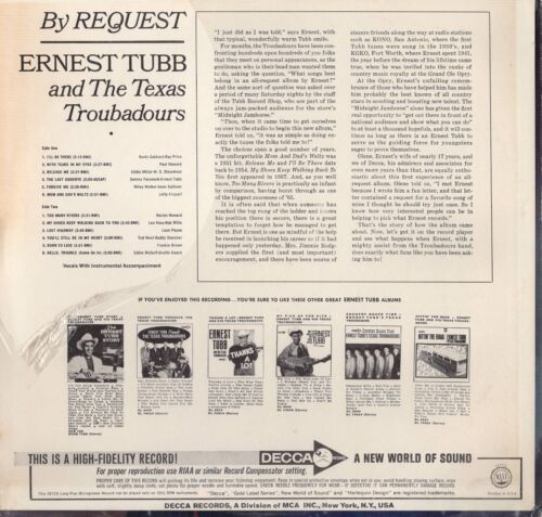 Ernest Tubb & The Texas Troubadours By Request USA Stereo Original Sealed Album - Picture 3 of 5