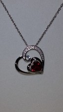 KAY Jewelers Sterling Silver Heart Shaped Ruby & White Sapphire Necklace (18